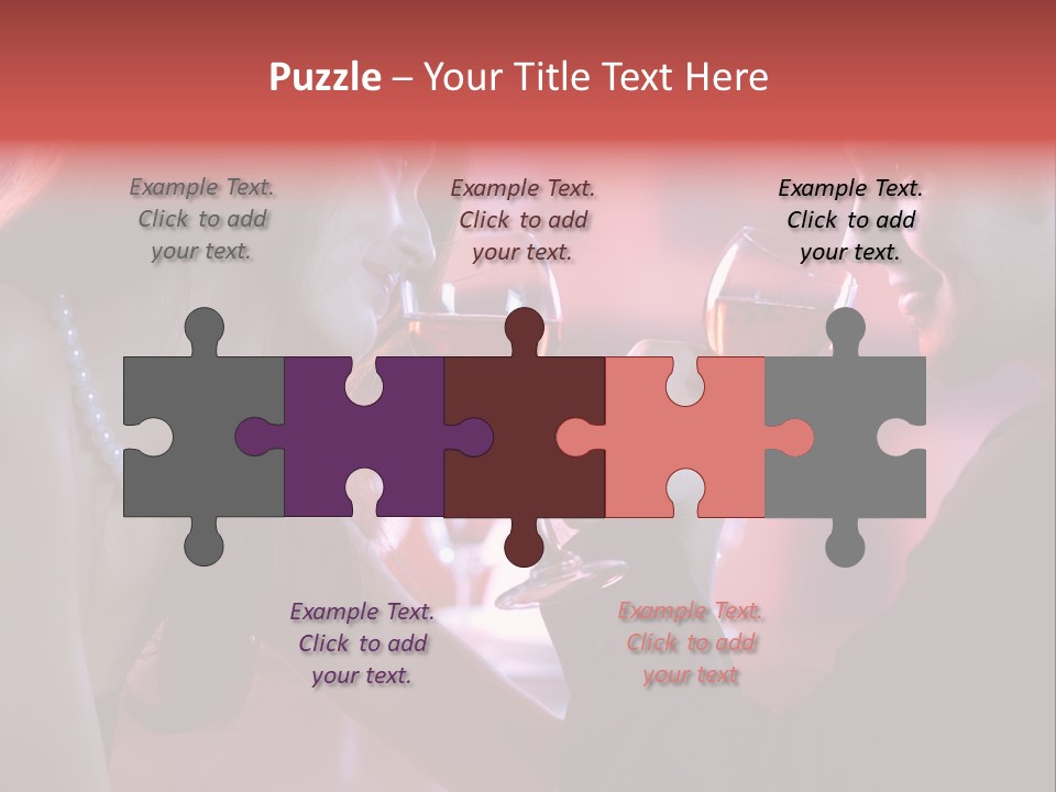 Young Couple Sharing A Glass Of Red Wine In Restaurant, Celebrating Or On Romantic Date PowerPoint Template