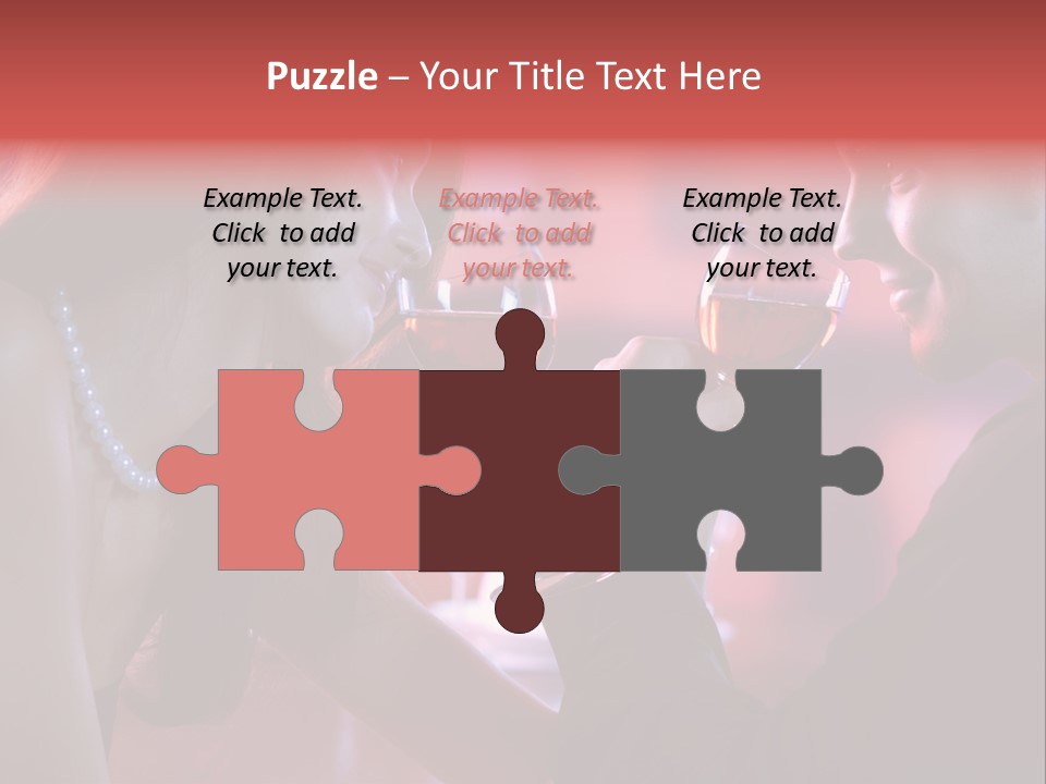 Young Couple Sharing A Glass Of Red Wine In Restaurant, Celebrating Or On Romantic Date PowerPoint Template