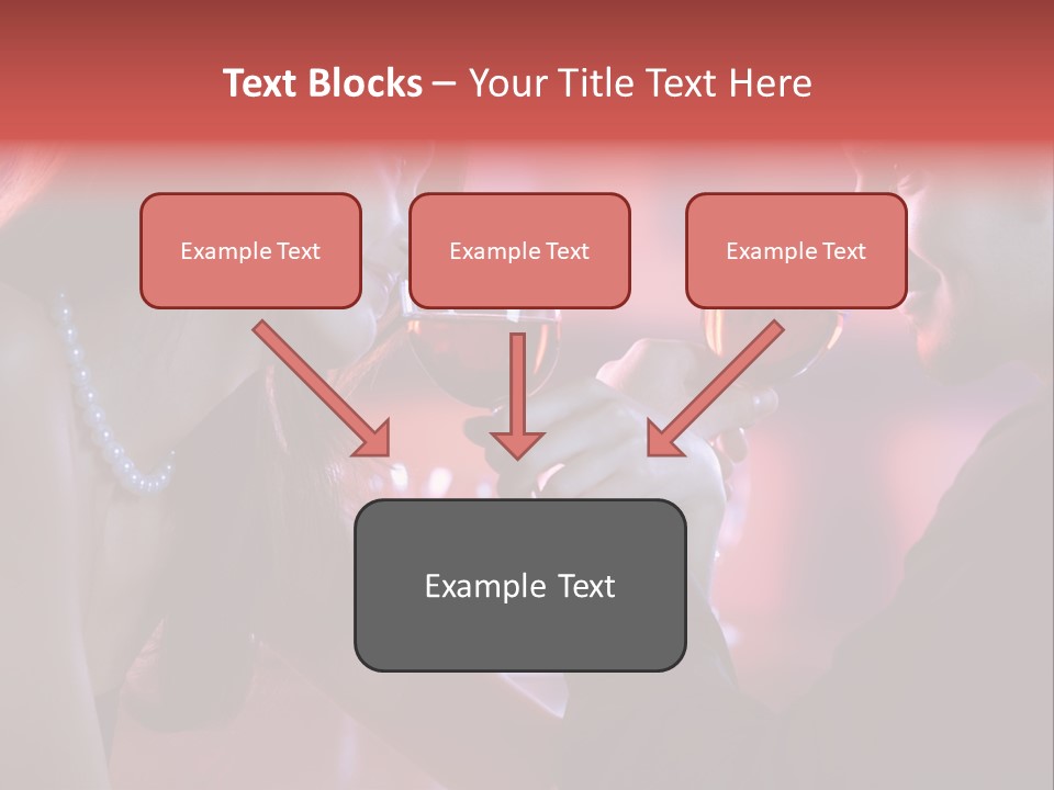 Young Couple Sharing A Glass Of Red Wine In Restaurant, Celebrating Or On Romantic Date PowerPoint Template