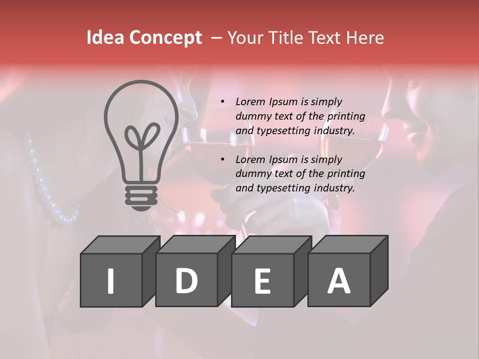 Young Couple Sharing A Glass Of Red Wine In Restaurant, Celebrating Or On Romantic Date PowerPoint Template