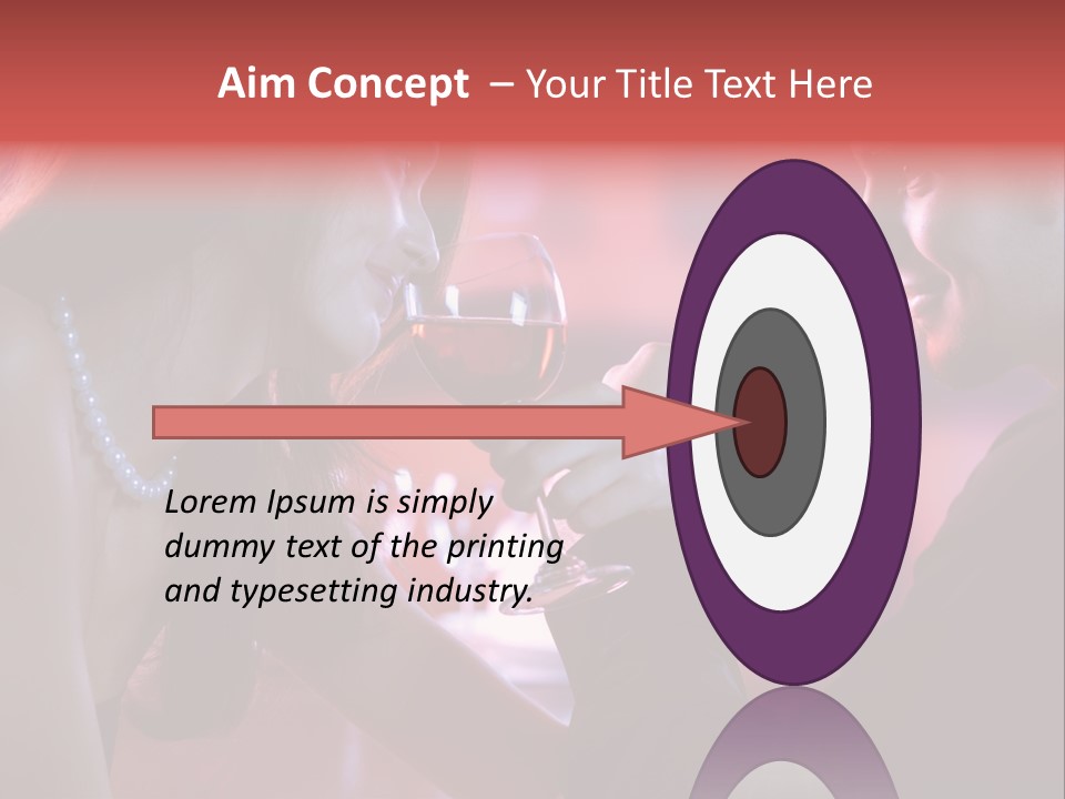 Young Couple Sharing A Glass Of Red Wine In Restaurant, Celebrating Or On Romantic Date PowerPoint Template