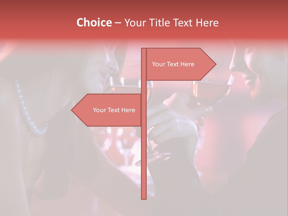 Young Couple Sharing A Glass Of Red Wine In Restaurant, Celebrating Or On Romantic Date PowerPoint Template