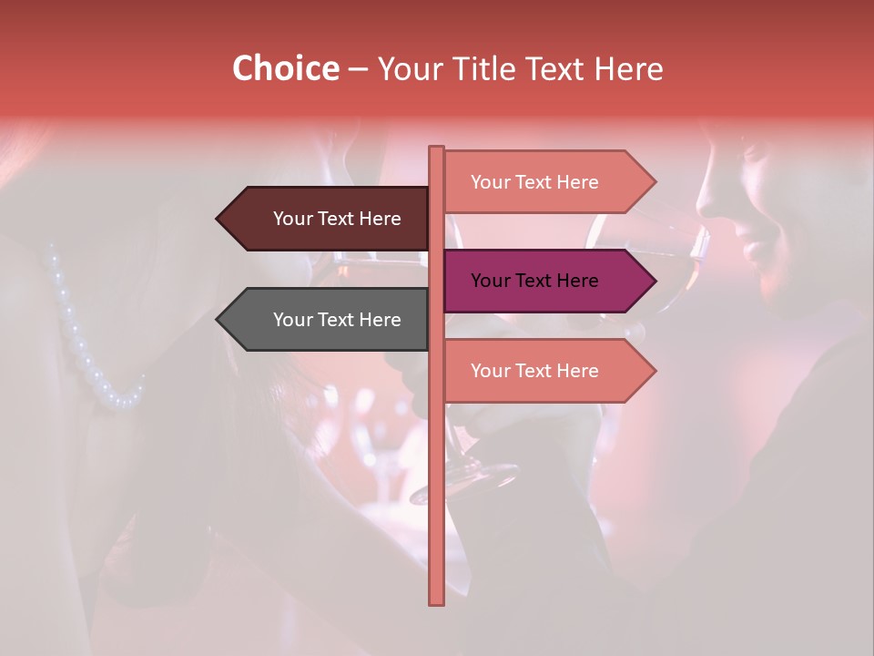 Young Couple Sharing A Glass Of Red Wine In Restaurant, Celebrating Or On Romantic Date PowerPoint Template