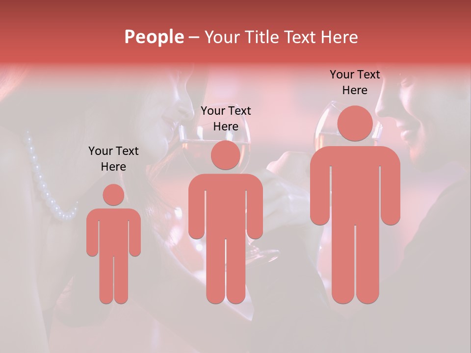 Young Couple Sharing A Glass Of Red Wine In Restaurant, Celebrating Or On Romantic Date PowerPoint Template