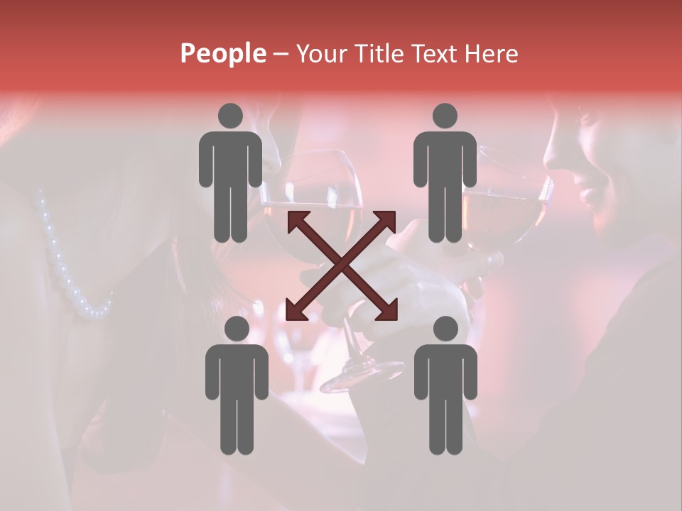 Young Couple Sharing A Glass Of Red Wine In Restaurant, Celebrating Or On Romantic Date PowerPoint Template