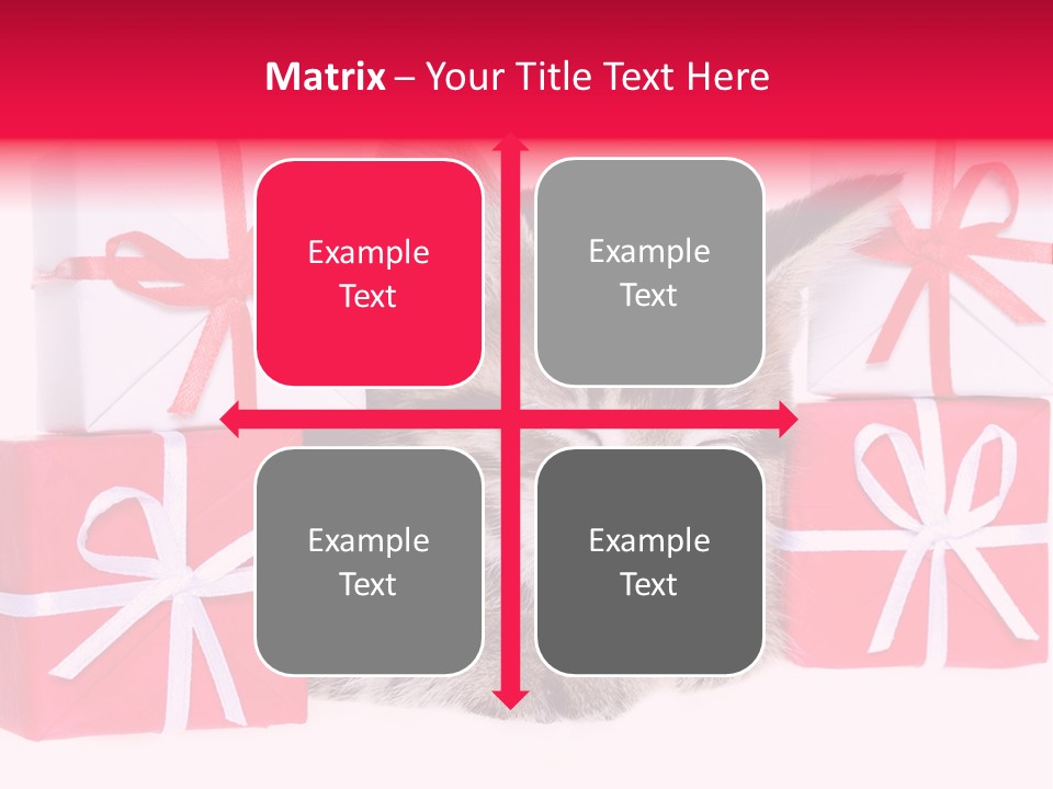 A Kitten Sleeping Next To A Pile Of Wrapped Presents PowerPoint Template