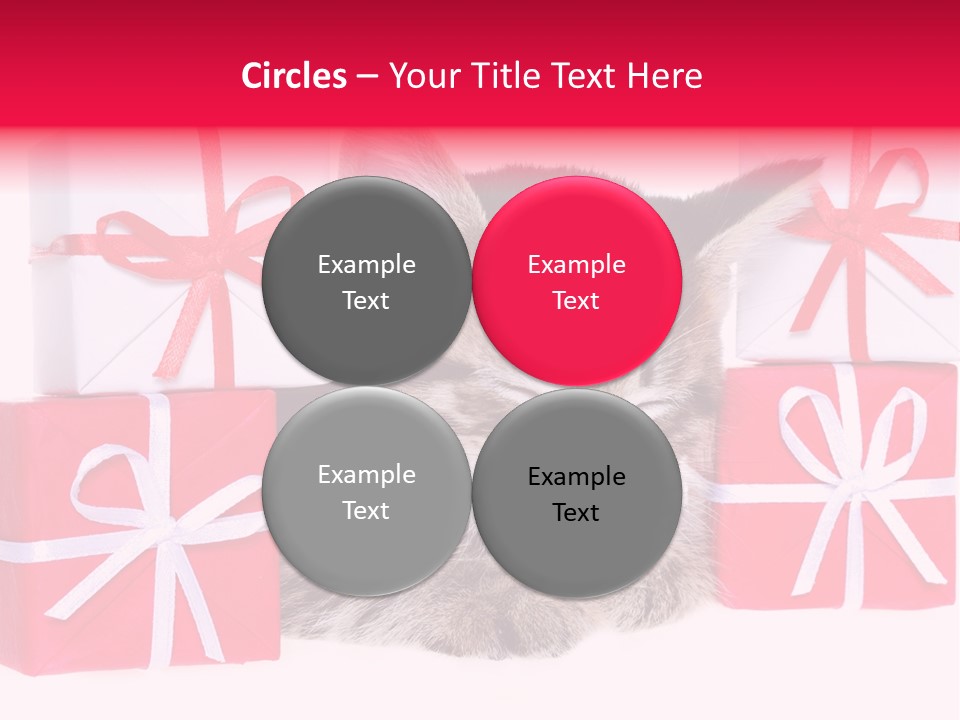 A Kitten Sleeping Next To A Pile Of Wrapped Presents PowerPoint Template