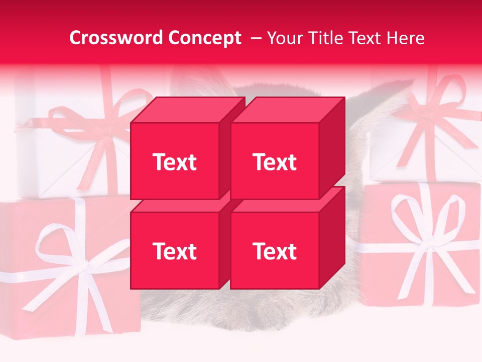 A Kitten Sleeping Next To A Pile Of Wrapped Presents PowerPoint Template