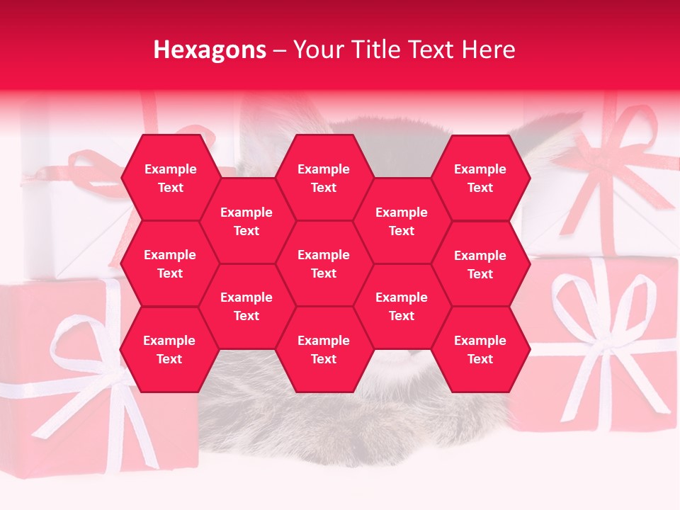 A Kitten Sleeping Next To A Pile Of Wrapped Presents PowerPoint Template