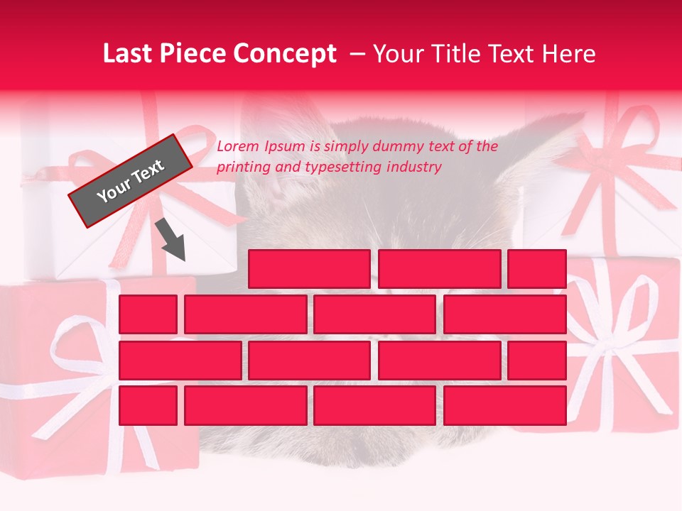 A Kitten Sleeping Next To A Pile Of Wrapped Presents PowerPoint Template