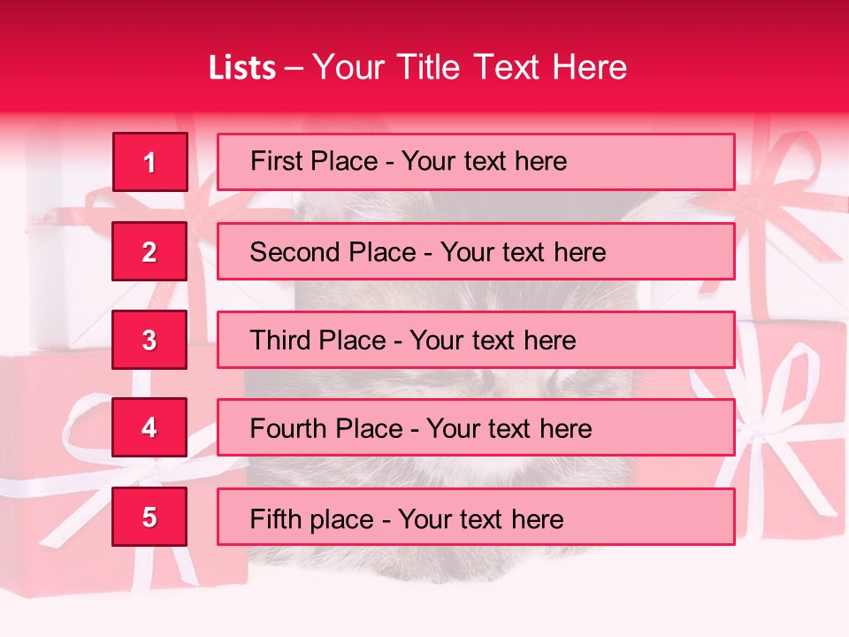 A Kitten Sleeping Next To A Pile Of Wrapped Presents PowerPoint Template