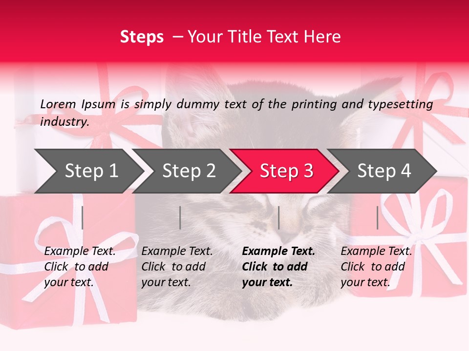 A Kitten Sleeping Next To A Pile Of Wrapped Presents PowerPoint Template