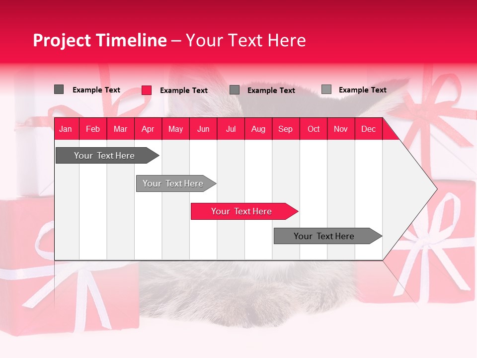 A Kitten Sleeping Next To A Pile Of Wrapped Presents PowerPoint Template