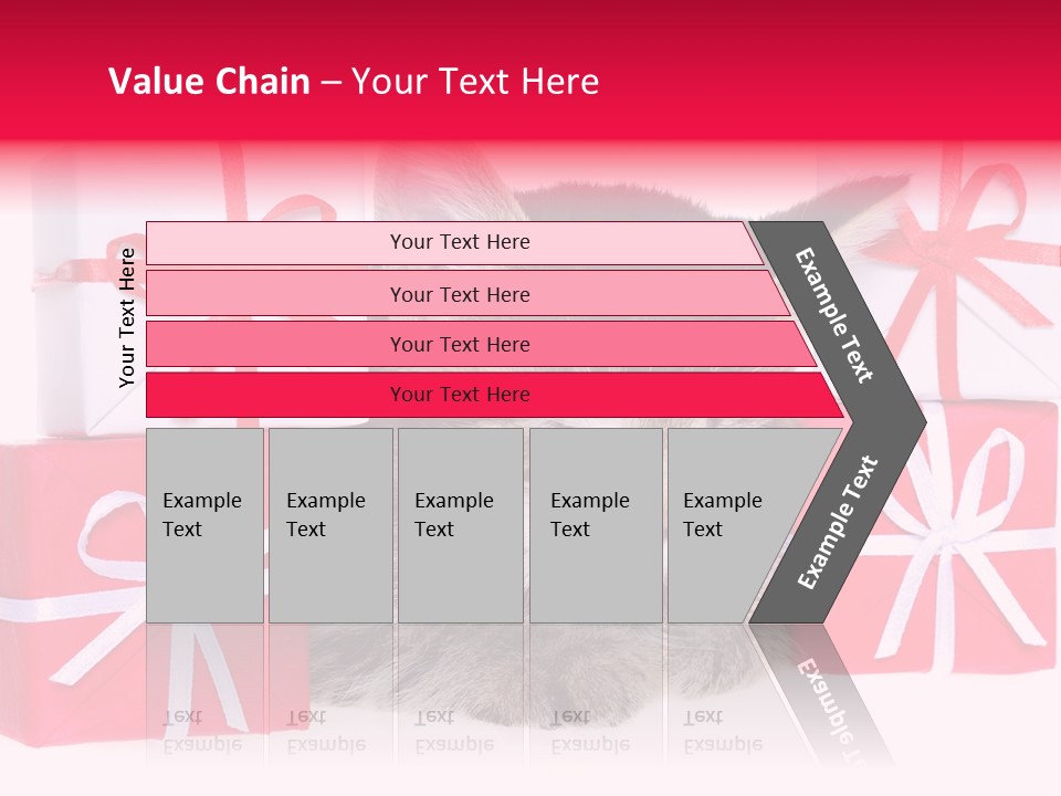 A Kitten Sleeping Next To A Pile Of Wrapped Presents PowerPoint Template