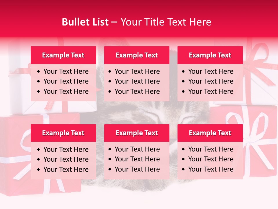 A Kitten Sleeping Next To A Pile Of Wrapped Presents PowerPoint Template