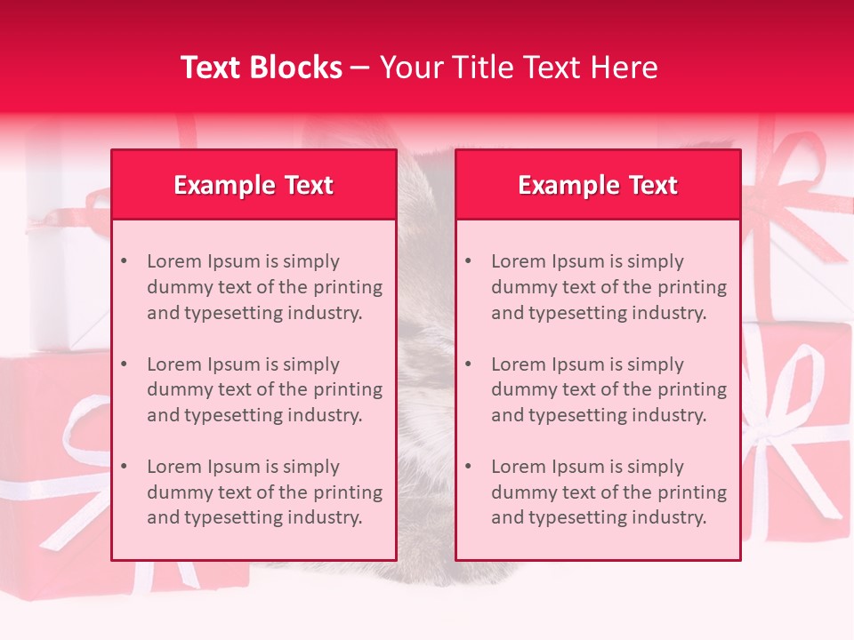 A Kitten Sleeping Next To A Pile Of Wrapped Presents PowerPoint Template