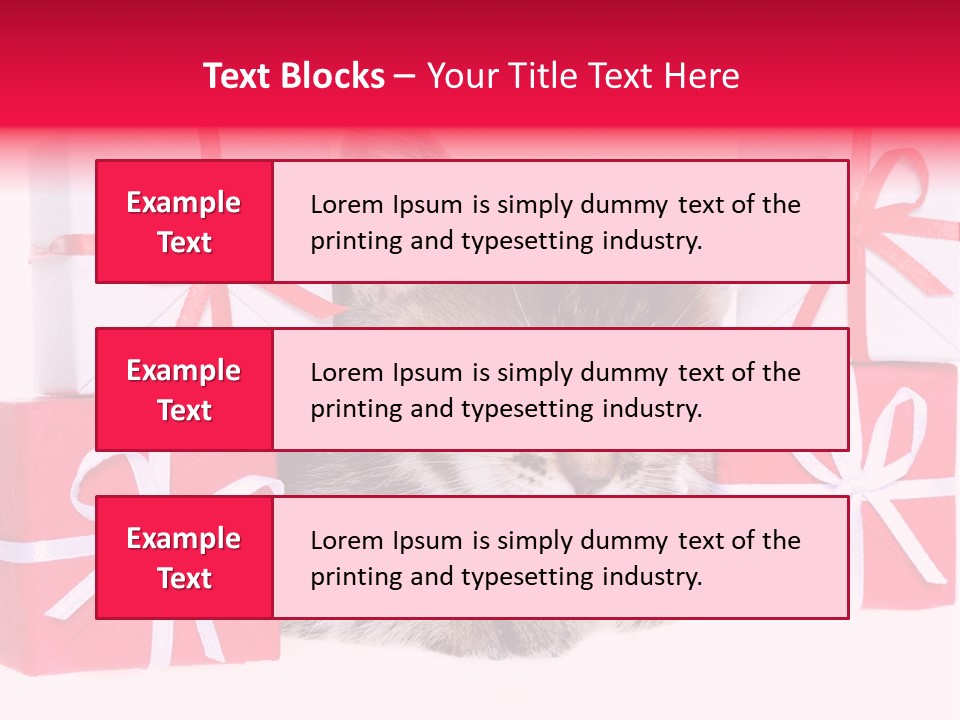 A Kitten Sleeping Next To A Pile Of Wrapped Presents PowerPoint Template