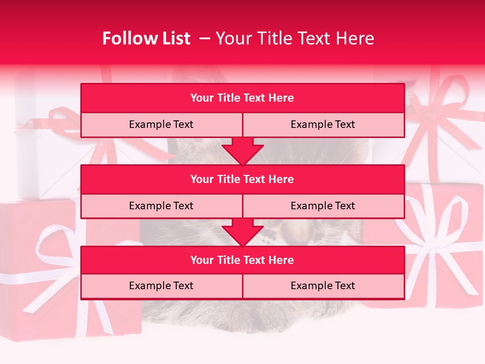 A Kitten Sleeping Next To A Pile Of Wrapped Presents PowerPoint Template