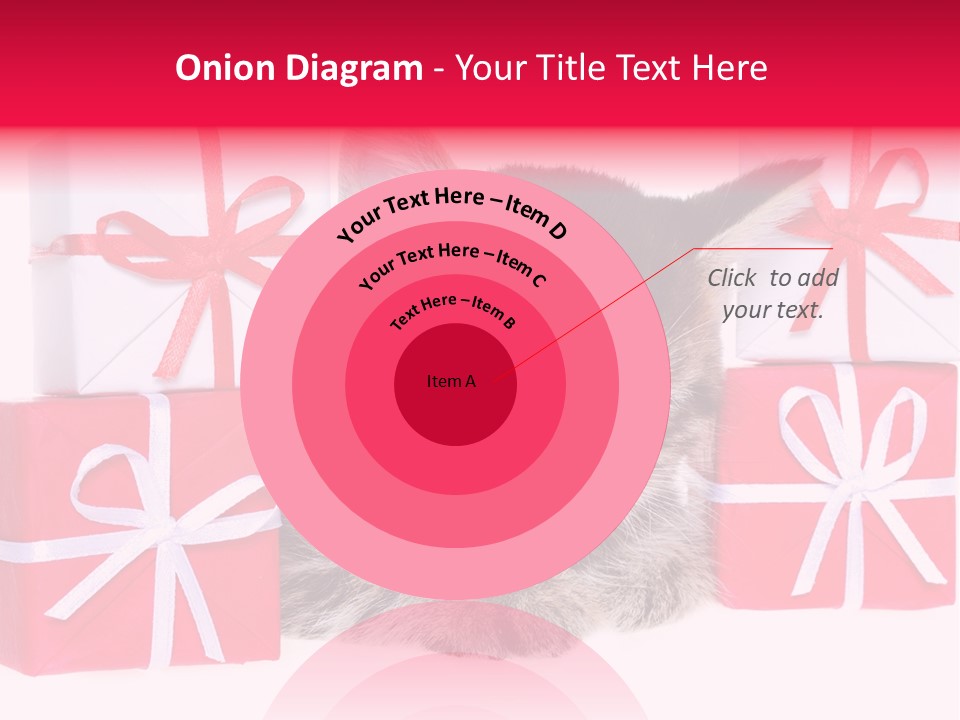 A Kitten Sleeping Next To A Pile Of Wrapped Presents PowerPoint Template