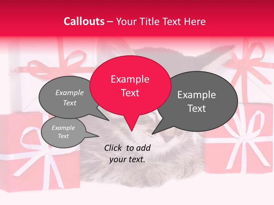 A Kitten Sleeping Next To A Pile Of Wrapped Presents PowerPoint Template