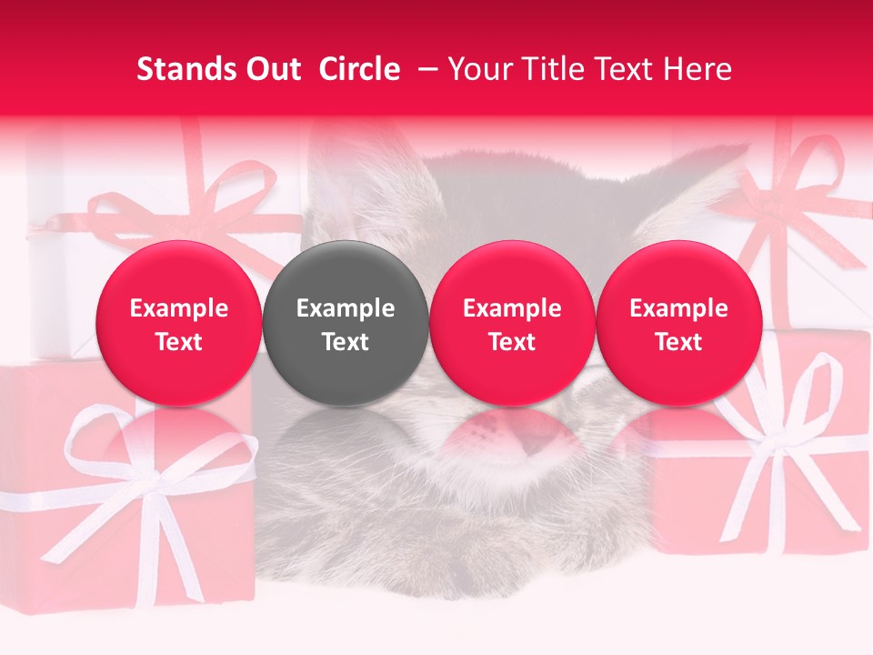 A Kitten Sleeping Next To A Pile Of Wrapped Presents PowerPoint Template