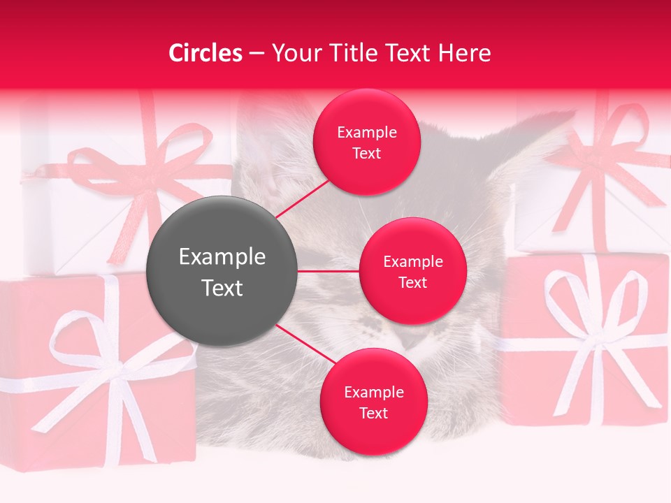 A Kitten Sleeping Next To A Pile Of Wrapped Presents PowerPoint Template