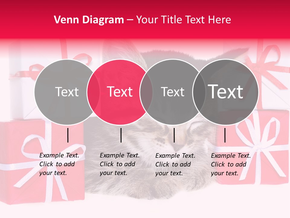 A Kitten Sleeping Next To A Pile Of Wrapped Presents PowerPoint Template