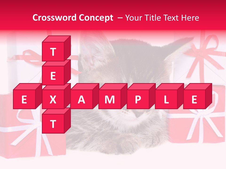 A Kitten Sleeping Next To A Pile Of Wrapped Presents PowerPoint Template