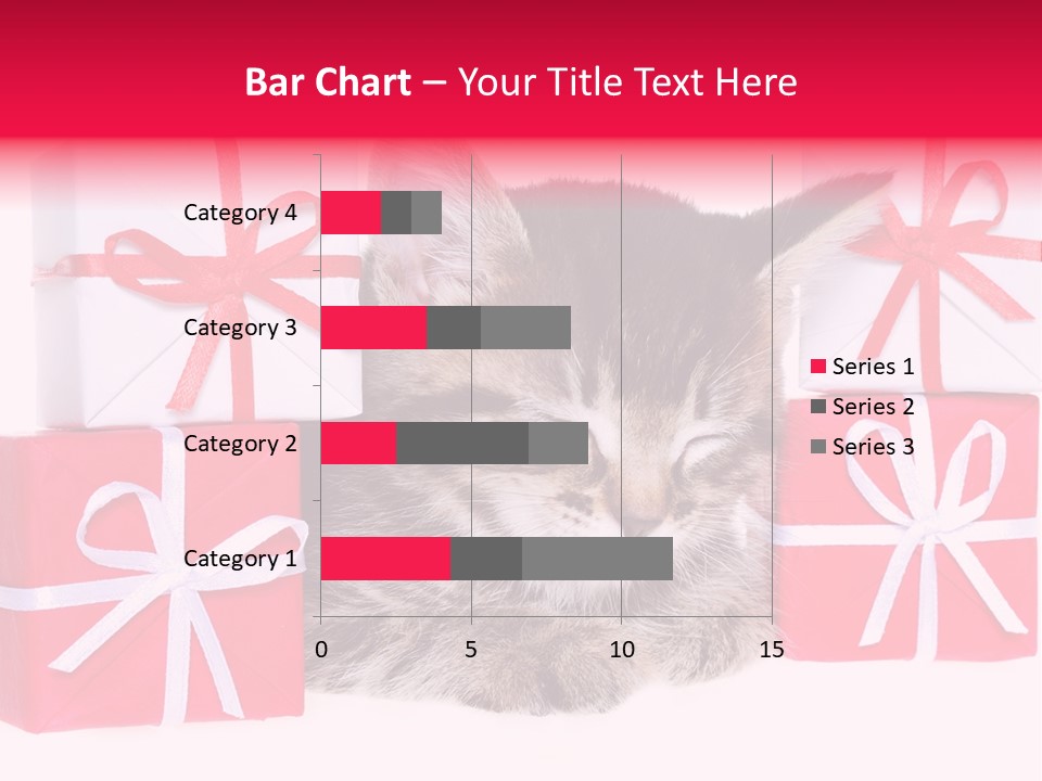 A Kitten Sleeping Next To A Pile Of Wrapped Presents PowerPoint Template