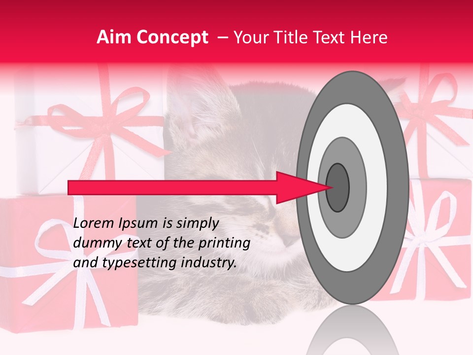 A Kitten Sleeping Next To A Pile Of Wrapped Presents PowerPoint Template