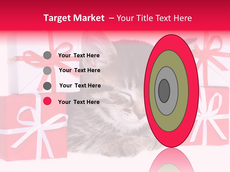 A Kitten Sleeping Next To A Pile Of Wrapped Presents PowerPoint Template