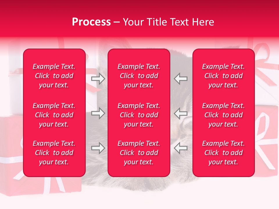 A Kitten Sleeping Next To A Pile Of Wrapped Presents PowerPoint Template