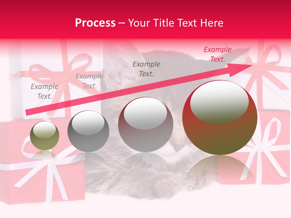 A Kitten Sleeping Next To A Pile Of Wrapped Presents PowerPoint Template