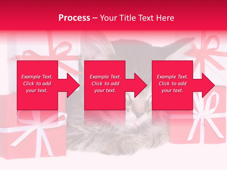 A Kitten Sleeping Next To A Pile Of Wrapped Presents PowerPoint Template