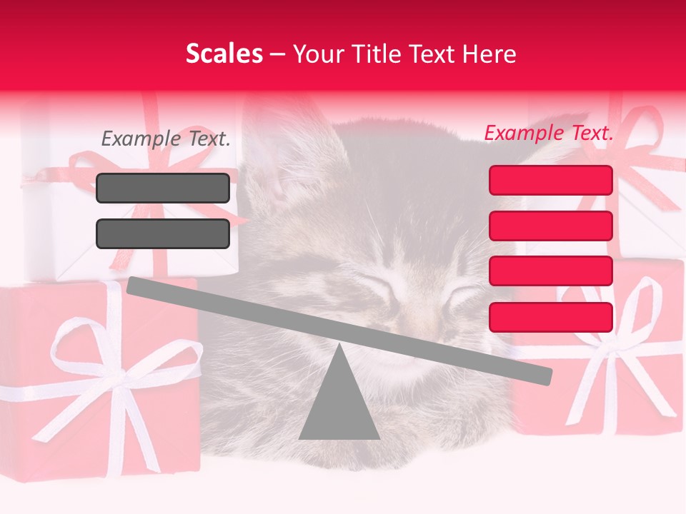 A Kitten Sleeping Next To A Pile Of Wrapped Presents PowerPoint Template
