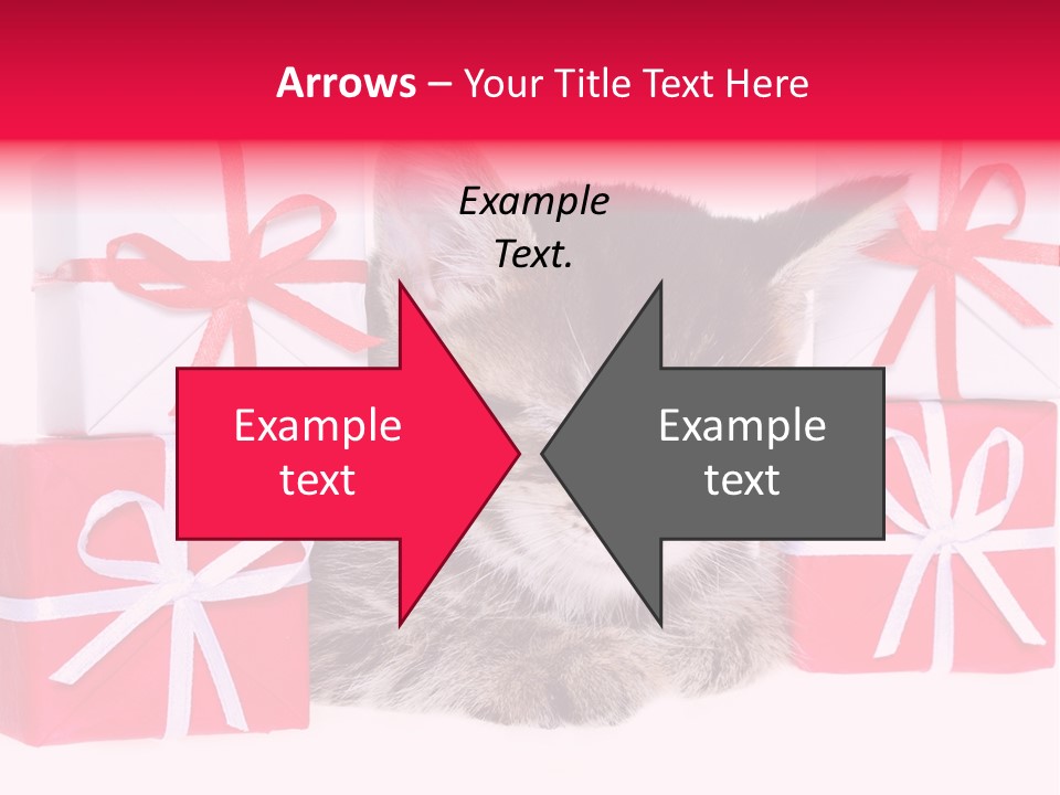 A Kitten Sleeping Next To A Pile Of Wrapped Presents PowerPoint Template