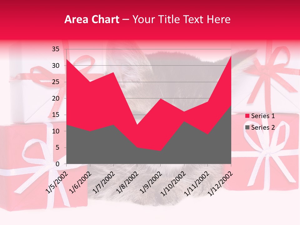 A Kitten Sleeping Next To A Pile Of Wrapped Presents PowerPoint Template