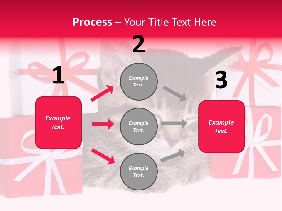 A Kitten Sleeping Next To A Pile Of Wrapped Presents PowerPoint Template