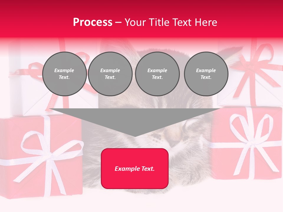 A Kitten Sleeping Next To A Pile Of Wrapped Presents PowerPoint Template
