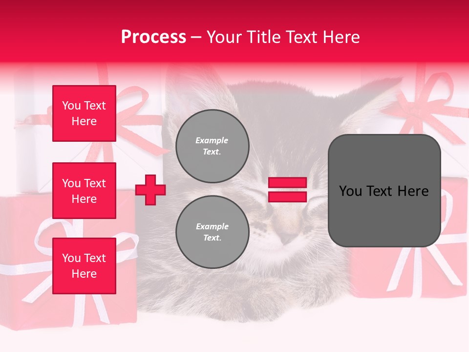 A Kitten Sleeping Next To A Pile Of Wrapped Presents PowerPoint Template