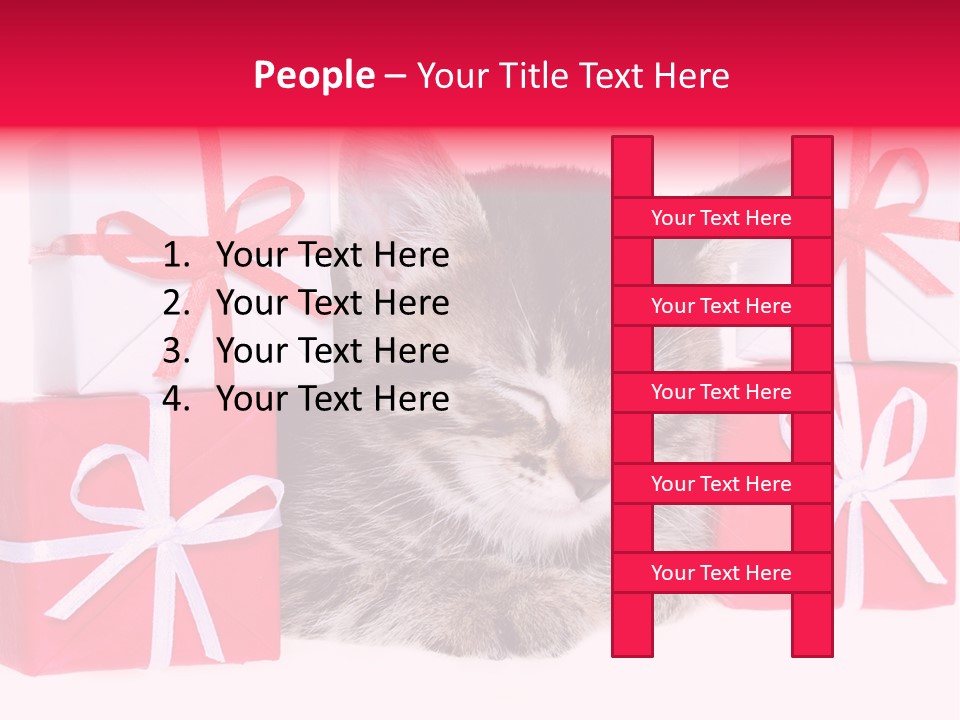 A Kitten Sleeping Next To A Pile Of Wrapped Presents PowerPoint Template