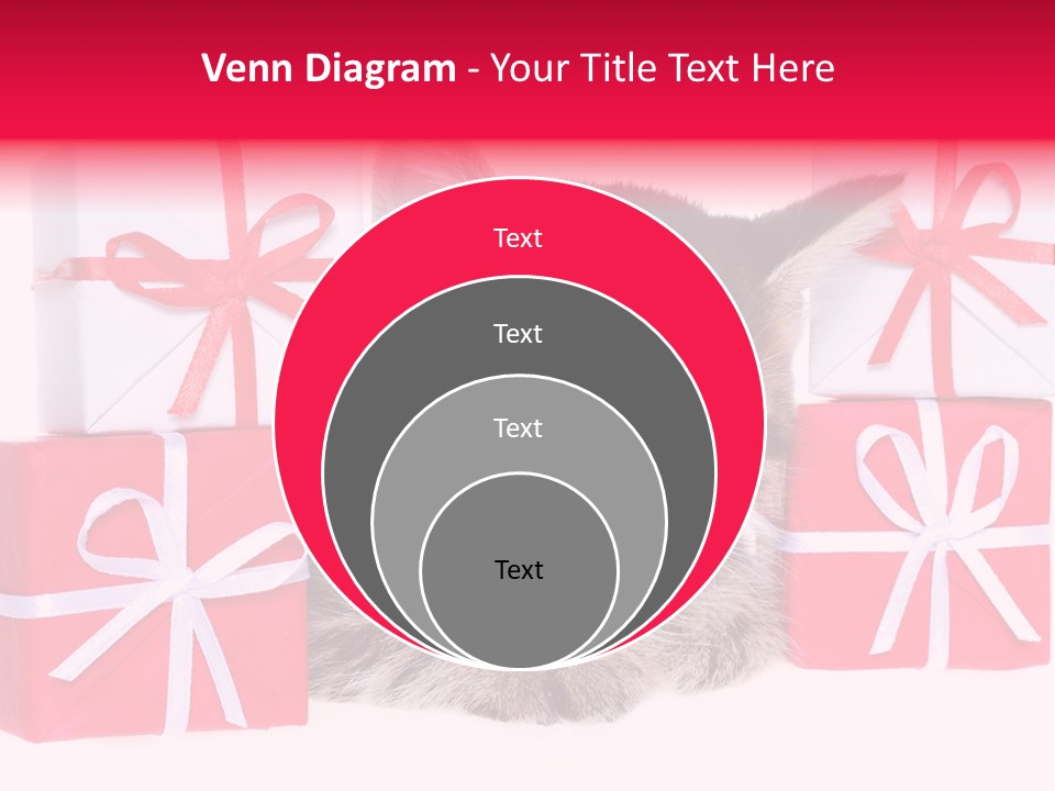 A Kitten Sleeping Next To A Pile Of Wrapped Presents PowerPoint Template