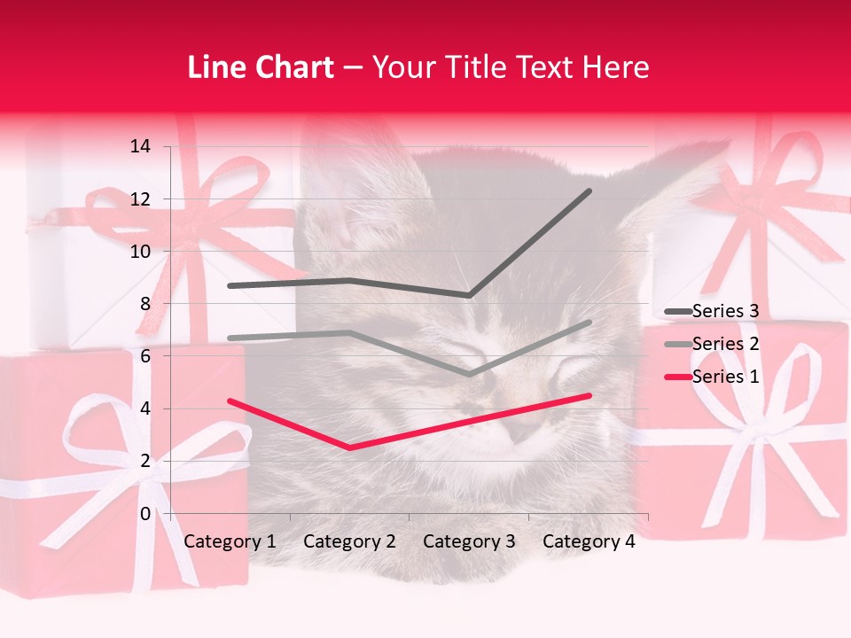 A Kitten Sleeping Next To A Pile Of Wrapped Presents PowerPoint Template