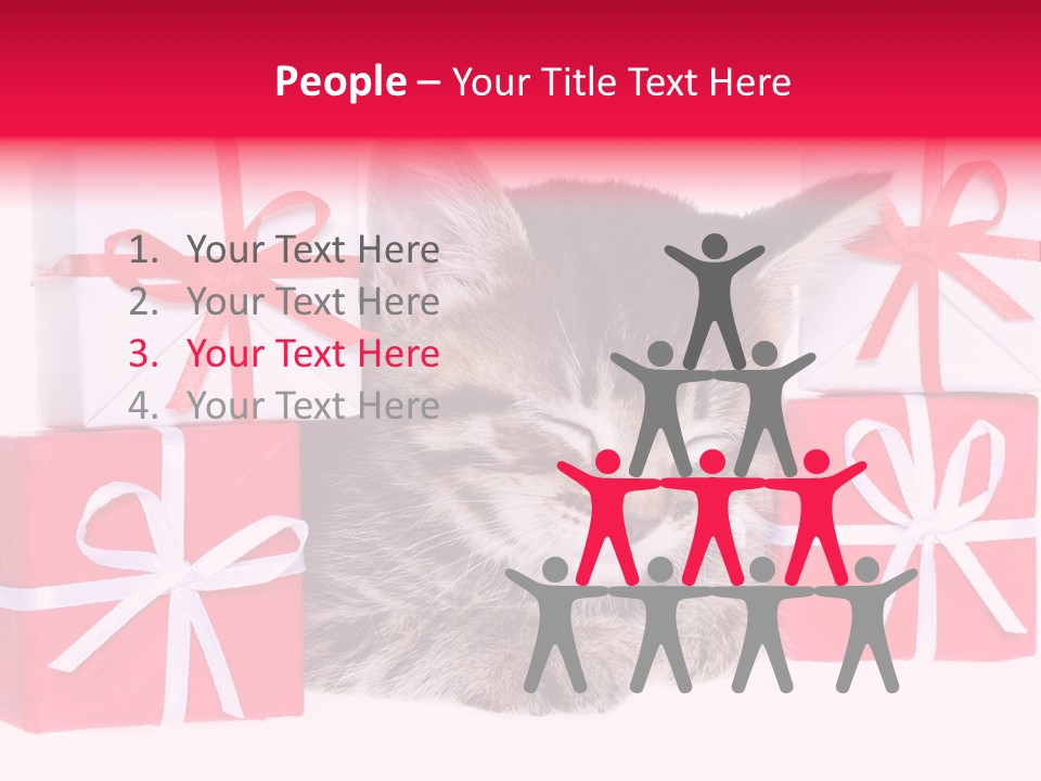 A Kitten Sleeping Next To A Pile Of Wrapped Presents PowerPoint Template