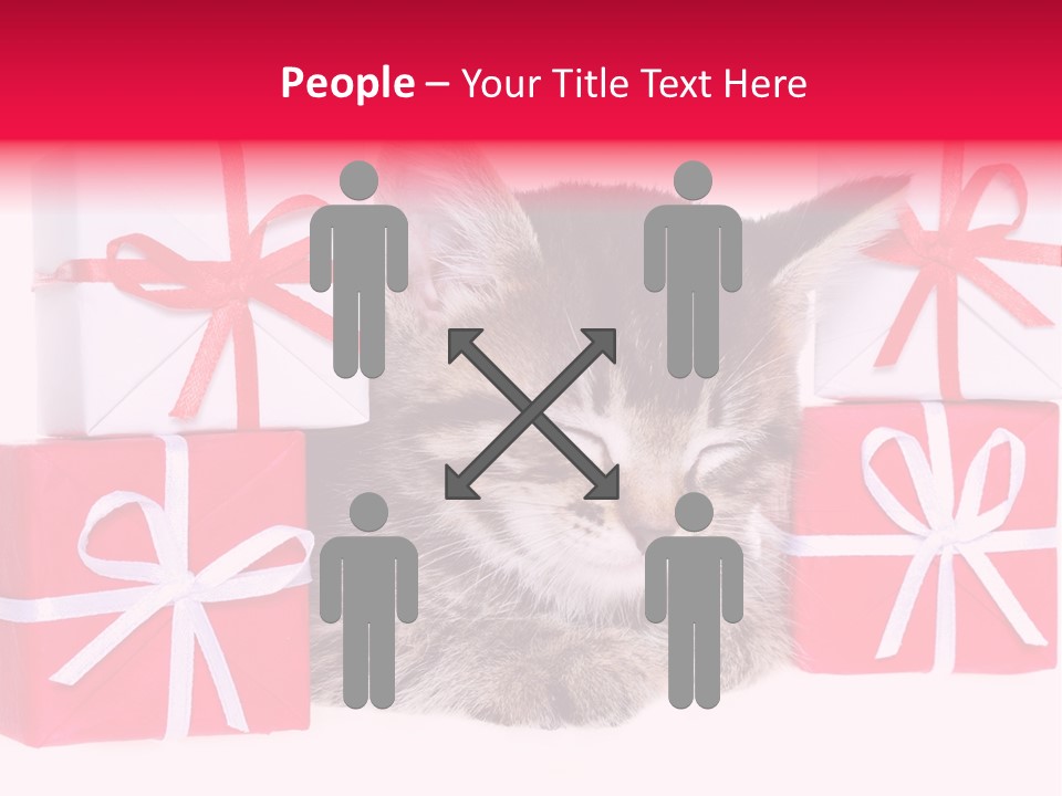 A Kitten Sleeping Next To A Pile Of Wrapped Presents PowerPoint Template