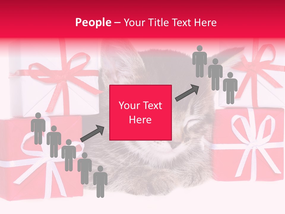 A Kitten Sleeping Next To A Pile Of Wrapped Presents PowerPoint Template