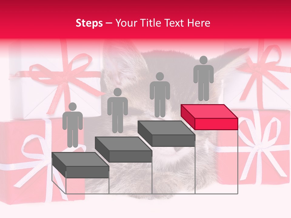 A Kitten Sleeping Next To A Pile Of Wrapped Presents PowerPoint Template