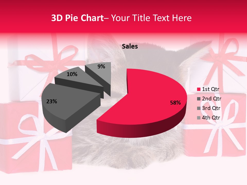 A Kitten Sleeping Next To A Pile Of Wrapped Presents PowerPoint Template