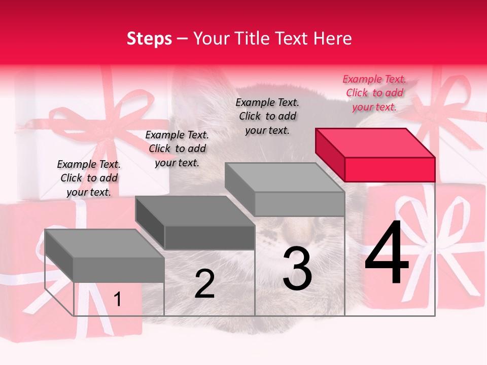 A Kitten Sleeping Next To A Pile Of Wrapped Presents PowerPoint Template