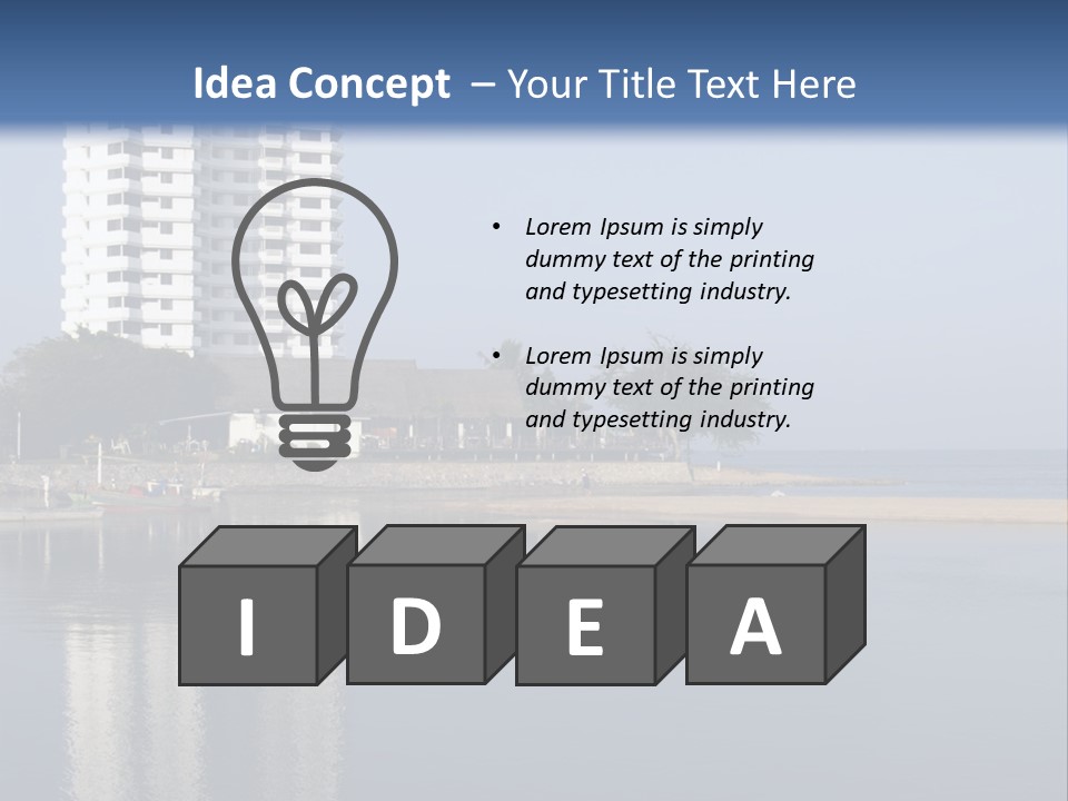 A Large White Building Sitting Next To A Body Of Water PowerPoint Template